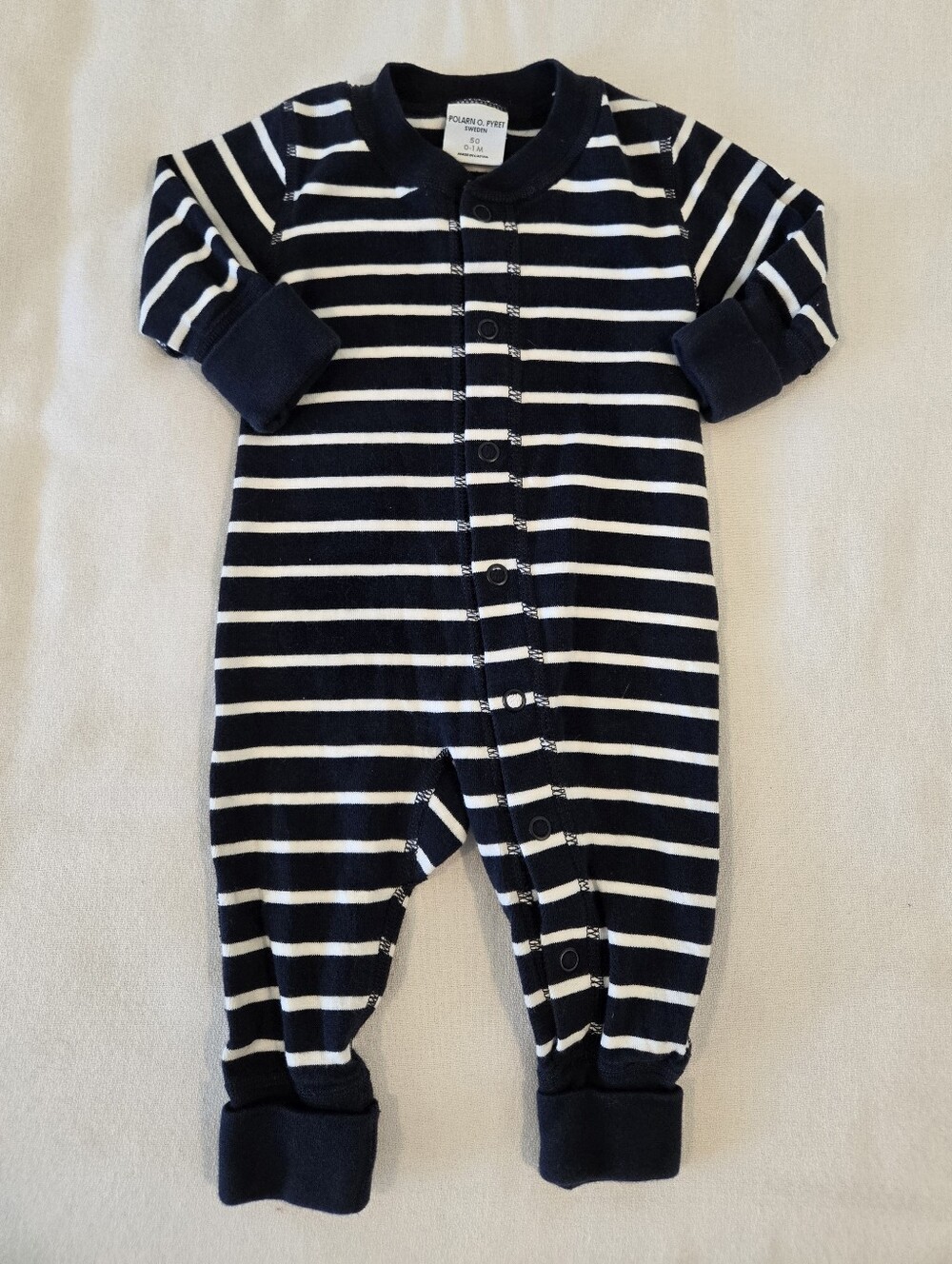Polarn O. Pyret Baby Organic Cotton Knit Romper 1pc Size 50 Newborn 0-1 Mo